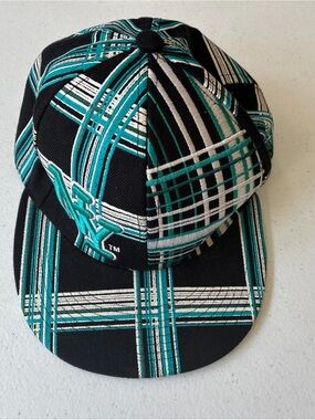NY Yankees Fitted Cap by city Hunter Black Mint Green White Plaid Sz Medium Hat